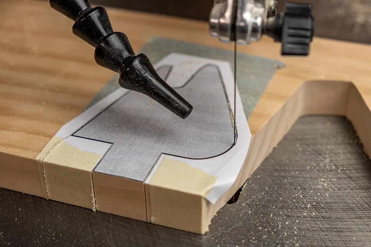 Scroll saw cutting close-up